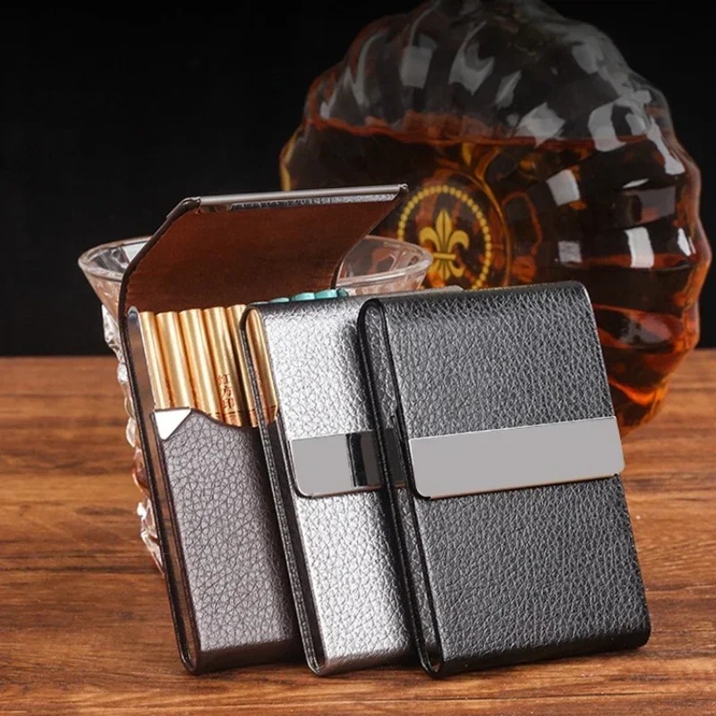 Laptops - علبة سجائر من الجلد الصناعي للرجال،