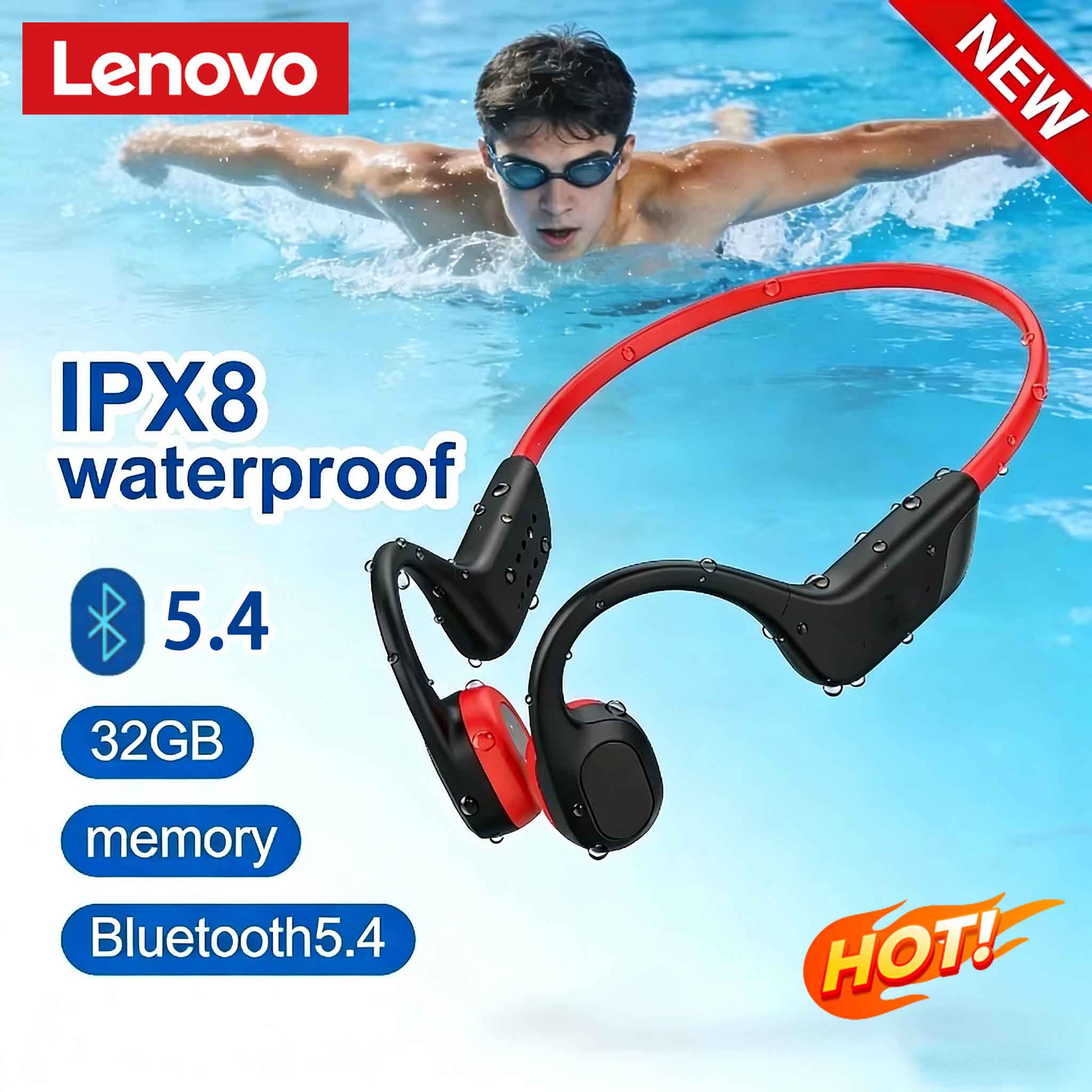 سماعة رأس لينوفو بتقنية التوصي - مراجعة Bone Conduction Running Headphones وسعره